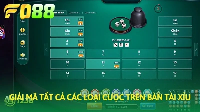 Giải mã tất cả các lựa chọn trên bàn Sic Bo